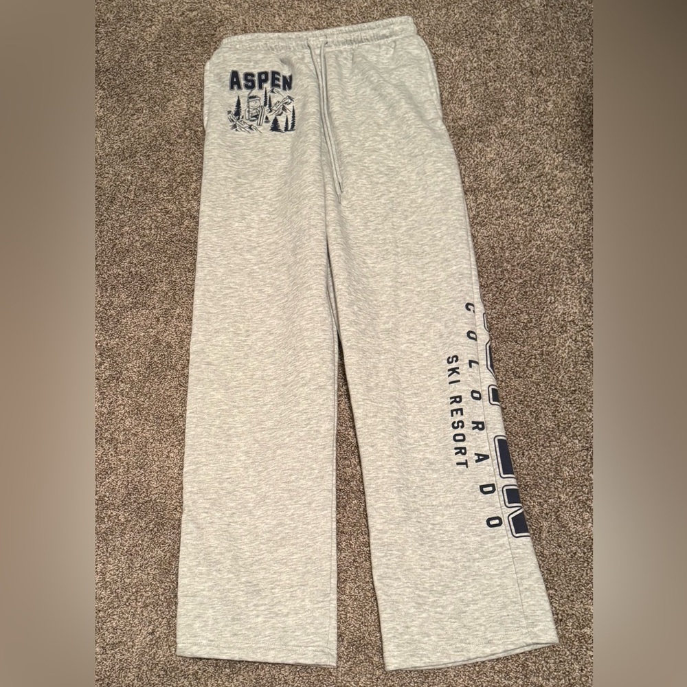 Aeropostale Fleece Sweat Pants PEANUTS ASPEN LOOSE STRAIGHT LEG